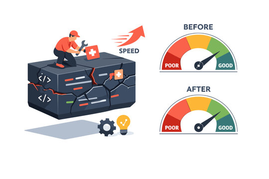 Technical debt and code refactoring concept showing a floating codebase