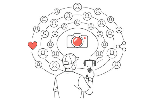 Influencer marketing and creator economy concept featuring a figure