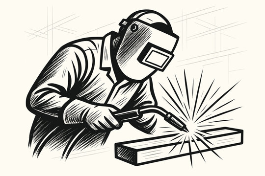 Welder at work and industrial craft concept rendered in dramatic bold