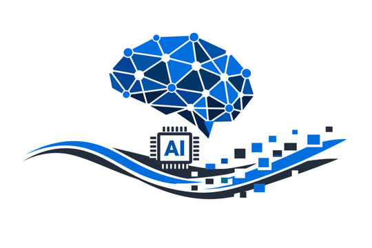 Artificial intelligence machine learning concept with a stylized brain made