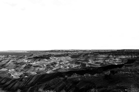 The rugged and spectacular lamdscape of the little Painted Desert north of Winslow AZ