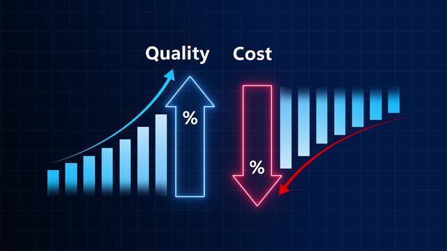 Bar chart animation with separate trends. Bar chart financial up and down arrows. Bar chart business statistics graphic on black background for market comparison.
