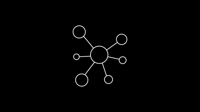 Network animation with connected circles. Network abstract digital connection pattern. Network technology communication graphic on black background for global connectivity.