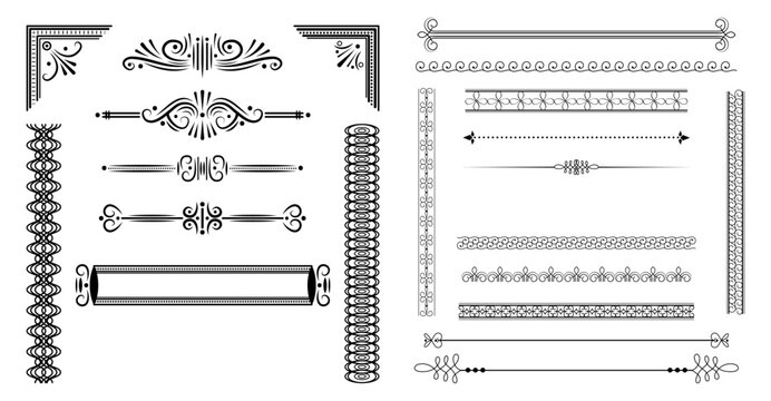 Ornate Pattern Border Lines Vector Set