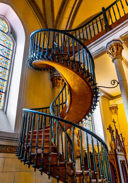 Miracle Staircase in Loretto Chapel in Santa Fe, New Mexico 