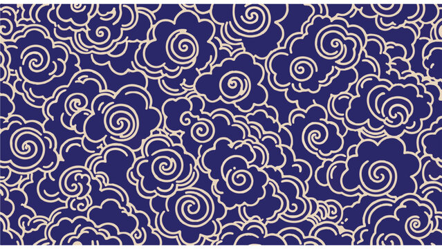Seamless Indonesian Batik Mega Mendung Pattern Vector Background