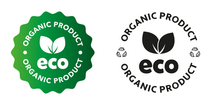 Organic, eco product - vector stamps for eco package and bottle.