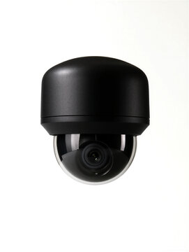 Modern black dome security camera with sleek design and high definition lens ready for surveillance installation