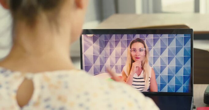 Woman Participating in Video Conference Call