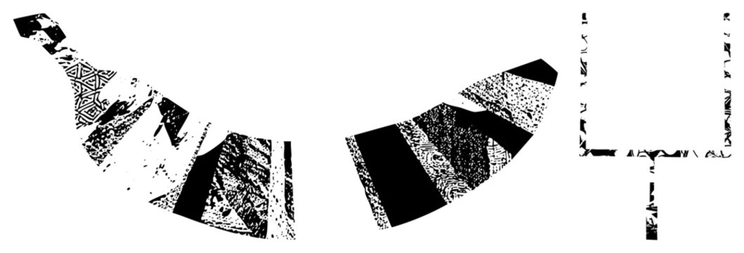 Curved horn shapes in high contrast, with tribal motifs and grunge textures &ldquo;bone horn&rdquo; or &ldquo;spirit tusk&rdquo; vibes. Stylized cutouts evoke ancient symbolism, ideal for edgy branding or myth i