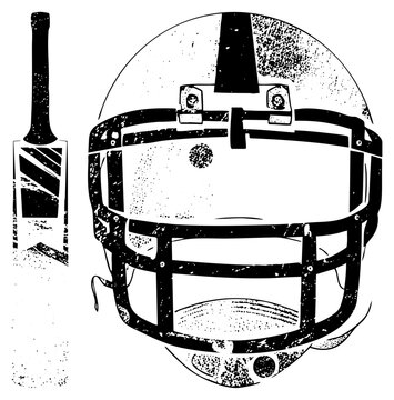 Gritty American football helmet with cage mask aka brain bucket or skid lid in high contrast halftone. Weathered, retro gridiron vibe ideal for fan gear or team branding.