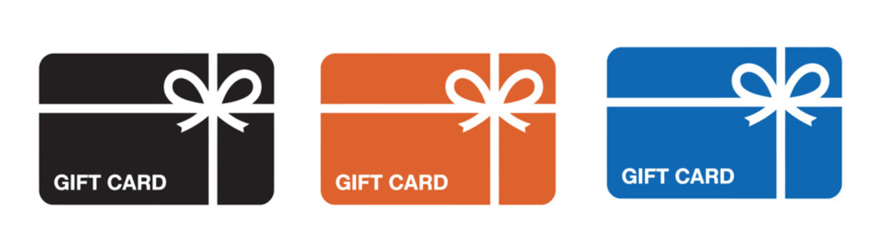 Gift Card Icon Logo Set, minimalist vector outline design for e-commerce vouchers presents discounts rewards shopping UI and branding elements