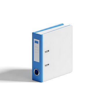 Blue and white 3 d binder file with tabs and circular button