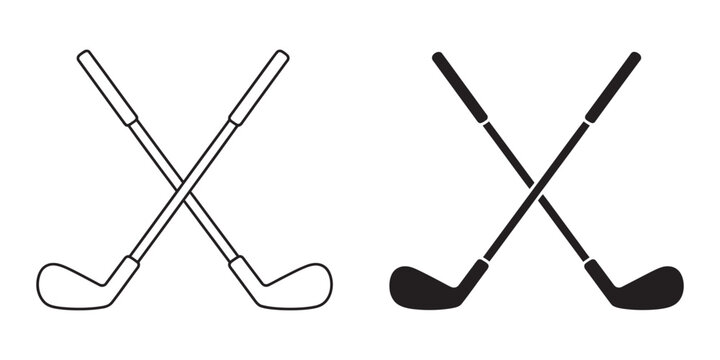 Golf Clubs Illustration, minimalist crossed golf clubs vector design for sports marketing golf equipment promotion business presentation branding concept illustration