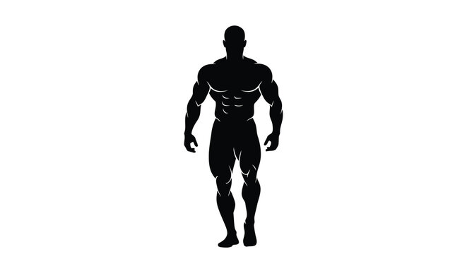 Muscular man silhouette against a white background