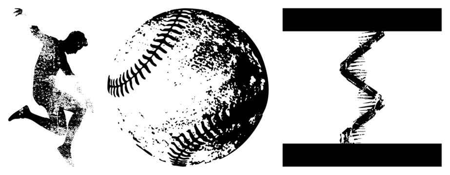 Silhouetted batter swings hard at a gritty ball feel the crack. Raw halftone art radiates streetball energy, for fans of &ldquo;leather pill&rdquo; or America&rsquo;s pastime. Perfect for urban sports brandi