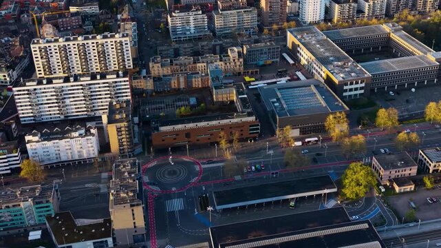 A panoramic Aerial view of the city genk Belgium, on a sunny spring noon