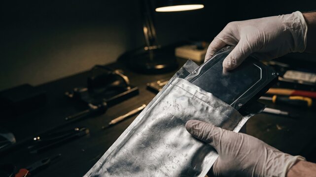 Securely Placing a Metallic Hard Drive into an Anti-Tracking Faraday Bag