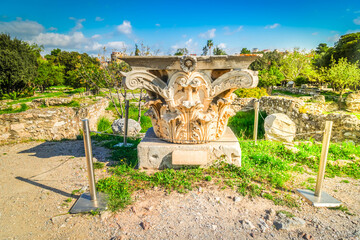 Obraz premium Remains of the Corinthian classic order column, The Ancient Agora of Classical Athens, Greece
