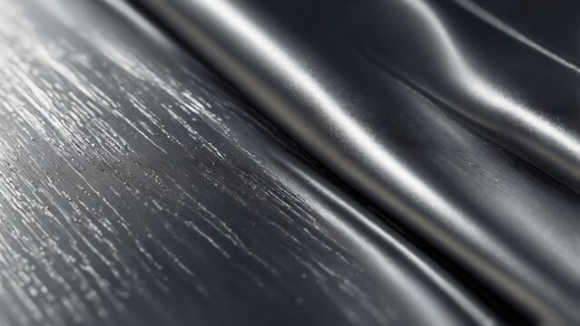 Abstract metallic texture with wavy lines and scratches. The surface appears to be brushed metal with a reflective sheen
