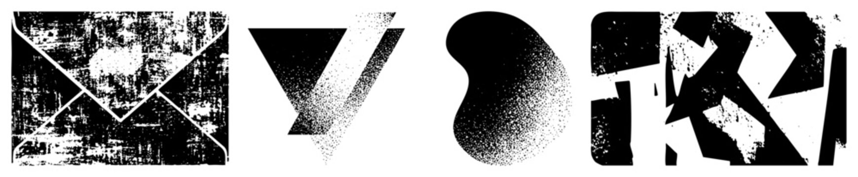 Abstract geometric forms in gritty stencil/halftone styles urban decay vibes, &ldquo;skid lid&rdquo; meets &ldquo;brain bucket.&rdquo; Ideal for edgy branding, streetwear, posters, decals, digital. Texture rules.