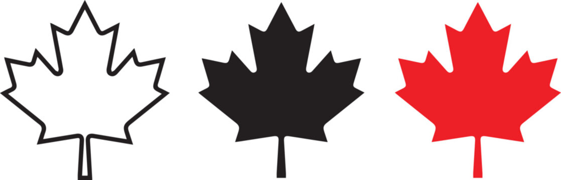 Canadian maple leaf logos in black white and red