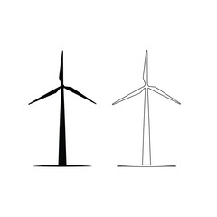 Modern black and white wind turbines vector illustration for clean energy design © MdTaz