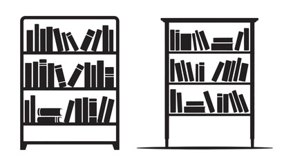 Bookshelf Icon Set, organized stacked and upright books vector illustration for library education reading study and knowledge concept design © Alamin by vision 2