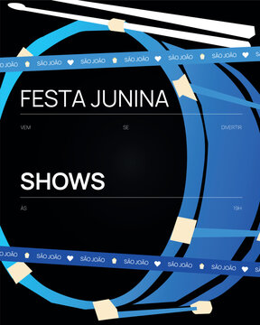 modern forr&oacute; music feed template for festa junina promotion with stylized zabumba illustration and fully editable