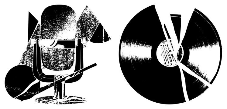 Classic studio mic pop filter, vinyl cracked open &ldquo; drop&rdquo; vibes. Grainy B&W aesthetic analog sessions, tape hiss, raw culture.