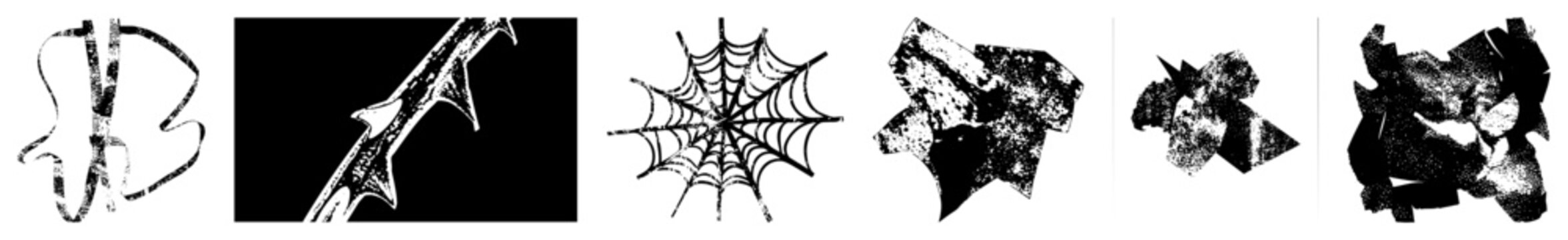 Rugged halftone, spiderweb glyph, vine edgy urban decay, punk vibes. Ideal for streetwear or tattoo flash with rough stencil style.