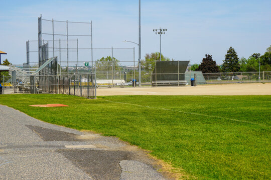 Baseball and softball field viewed from outfield