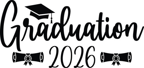 Graduation 2026 typography clip art design on plain white transparent isolated background for card, shirt, hoodie, sweatshirt, apparel, tag, mug, icon, poster or badge © AllYearRoundDesigns