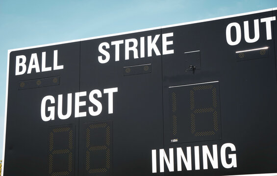 Baseball and softball scoreboard at park