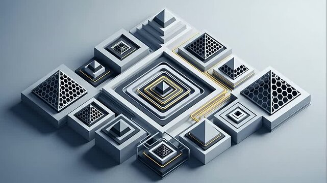 Geometric shapes in a maze.