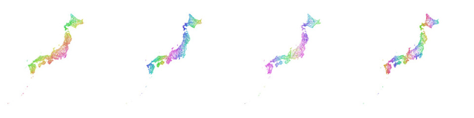 Fototapeta premium Rainbow color sketch Japan map design set