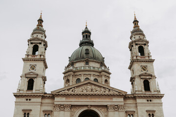 Fototapeta premium Facade of St. Stephen’s Basilica in Budapest, Hungary, during daytime