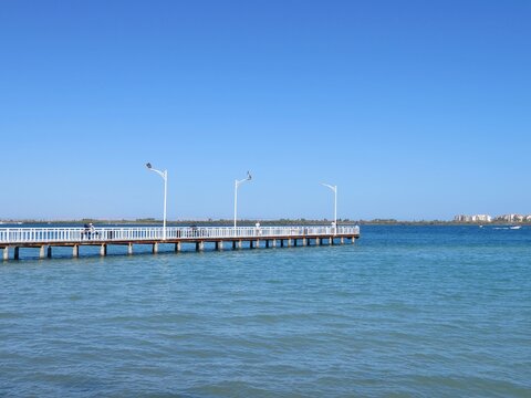 a pier in La Paz, Lower California (Baka California Sur) in a sea in Mexico