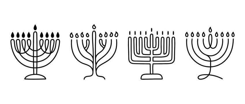 menorah cute monoline vector set collection