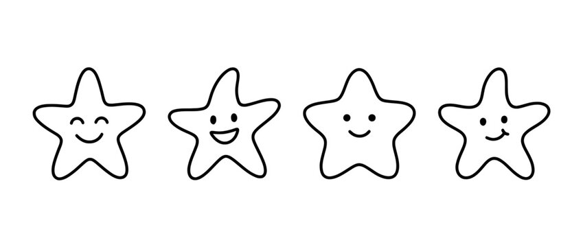 starfish cute monoline vector set collection