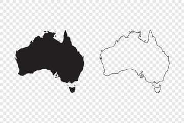 Australia map silhouette and outline simple vector illustration for travel and geography concepts isolated on transparent background © Maria
