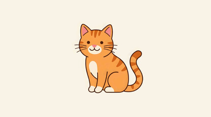 Fototapeta premium Cute orange tabby cat sitting on beige background looking happy