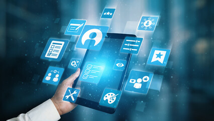 Personalization icons showing customization, user profile and experience design for personal...