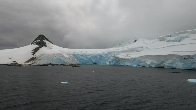 Massive glaciers on the islands of the Palmer Archipelago in Antarctica