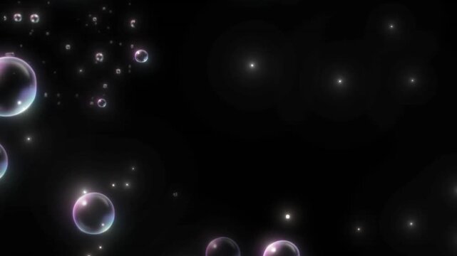 Soap Bubbles Balloons Circles for Ads loop seamless abstract background animation motion graphics particles floating glow light digital template advertising promo text space overlay modern clean mini