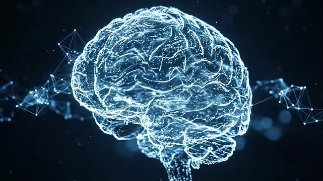 Human brain with glowing neural connections.
