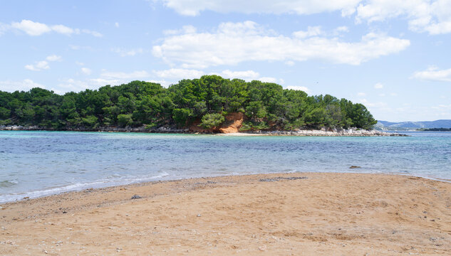 Panoramic View of Podbrizi Golden Beach and Artina Island, Vrgada