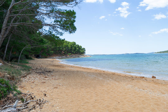 Golden Sand Beach Podbrizi on Vrgada Island, Croatia
