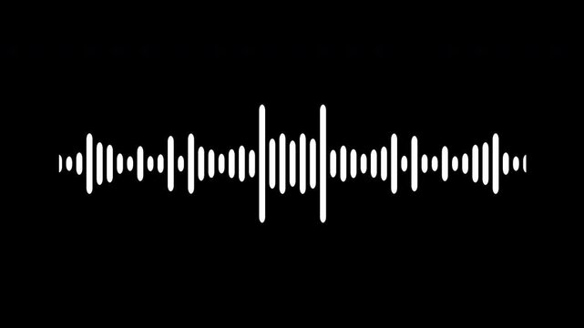 White audio waveform spectrum animation, 4k