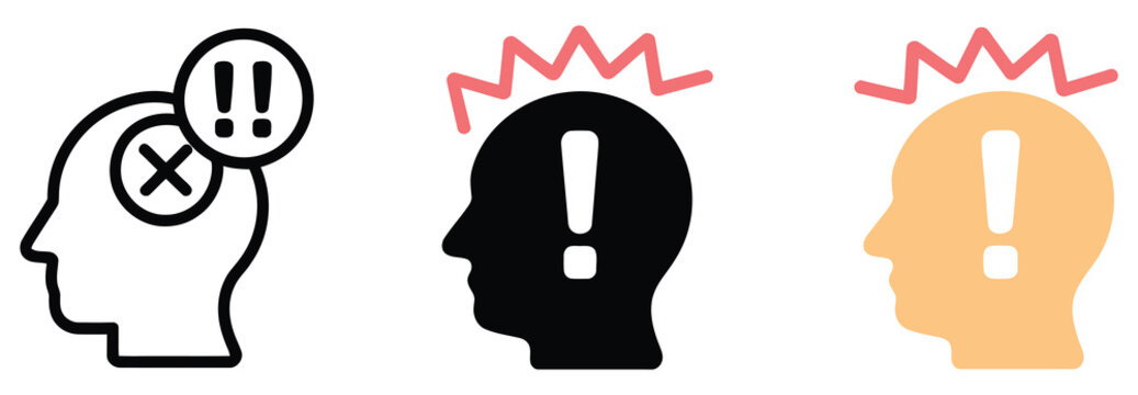 Panic icon representing confusion and critical thinking symbol, mental stress concept, uncertainty and decision making, modern minimal vector